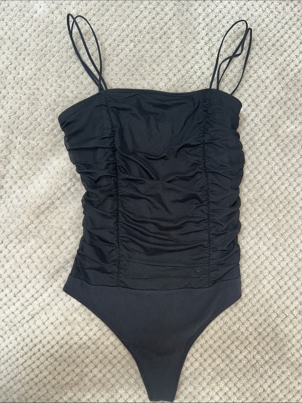 Abercrombie and Fitch Black Ruched Bodysuit M